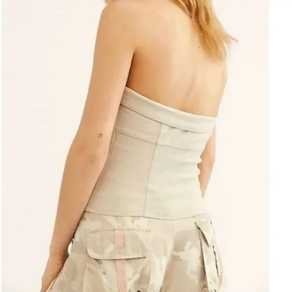 Free People You Too neutral cream tube top women’s size large - Picture 2 of 9